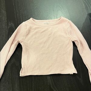 Pink long sleeve waffle knit top